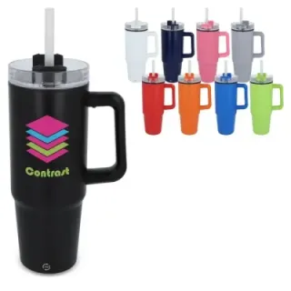 Miami mug with handle and straw 800ml - LT57004 (gadzety reklamowe)